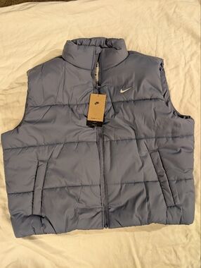 NWT Nike Slate Blue Quilted Puffer Vest with Swoosh